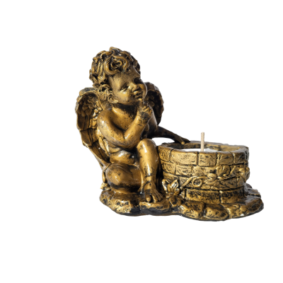 Znicz gipsowy Anioł przy studni złoty